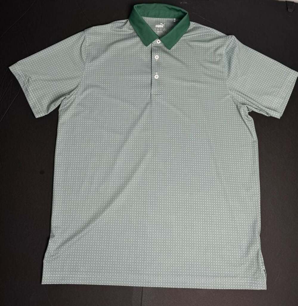 Puma MATTR Cups Geometric Print Golf Polo Shirt Large